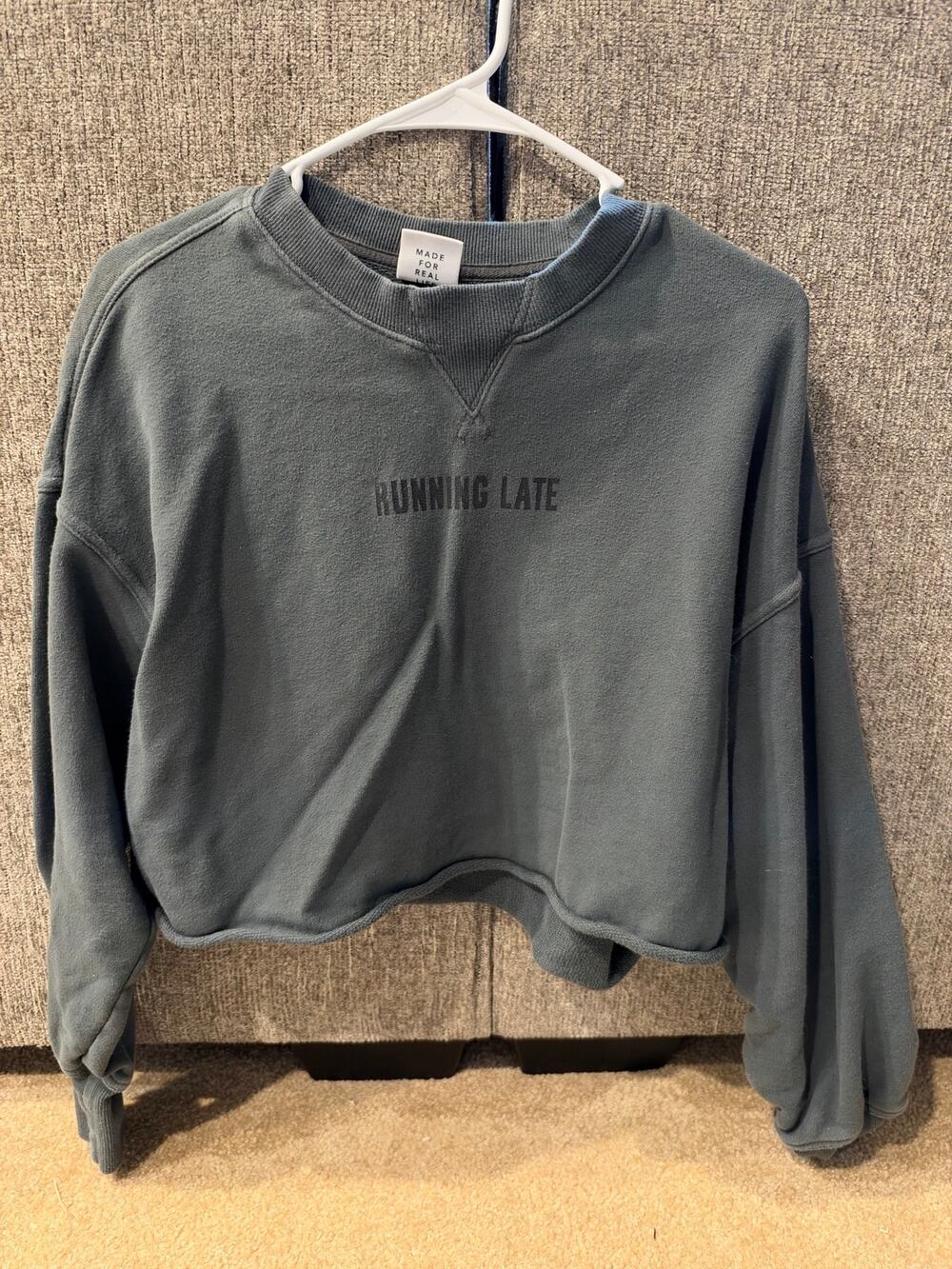 Offline By Aerie ‘Running Late” Graphic Swearer In Bluish Gray Color Size Small